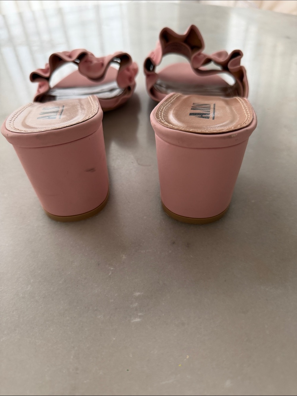 Pink Ruffle Slide Heels - Picture 4 of 7